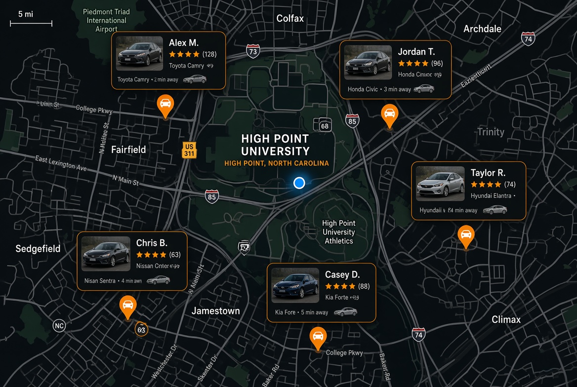 Available drivers near High Point University